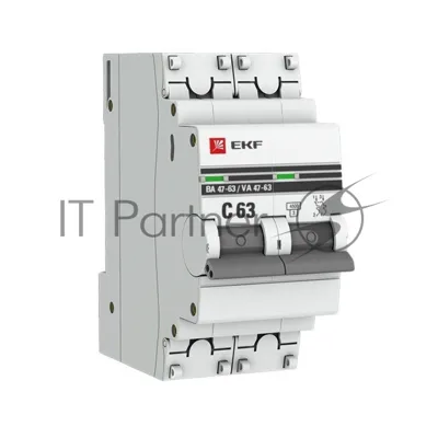 Выключатель автоматический EKF mcb4763-2-63C-pro 2P 63А (C) 4,5kA ВА 47-63 EKF PROxima