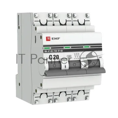 Выключатель автоматический EKF mcb4763-3-20C-pro 3P 20А (C) 4,5kA ВА 47-63 EKF PROxima