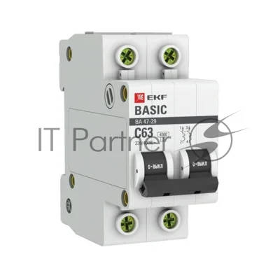 Выключатель автоматический EKF mcb4729-2-63C 2P 63А (C) 4,5кА ВА 47-29 Basic