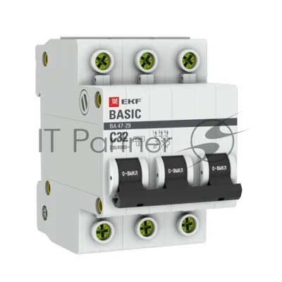 Выключатель автоматический EKF mcb4729-3-32C 3P 32А (C) 4,5кА ВА 47-29 Basic