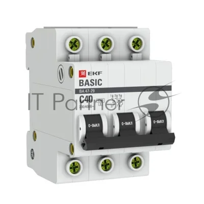 Выключатель автоматический EKF mcb4729-3-40C 3P 40А (C) 4,5кА ВА 47-29 Basic