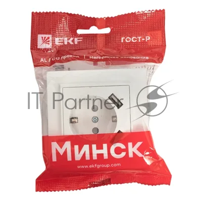 Розетка 1-местная СП с/з 16А белая с защ. штор. с 2 USB 2,1А EKF Минск