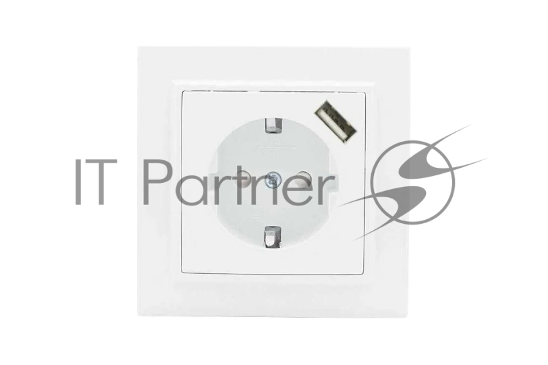 Розетка EKF Минск ERR16-028-100-USB 1-местная СП с/з с защитными шторками 16А белая с USB 1А