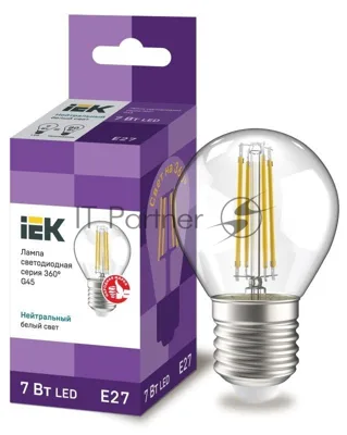 Лампа cветодиодная LED G45 шар прозр. IEK LLF-G45-7-230-40-E27-CL 7Вт 230В 4000К E27 серия 360°