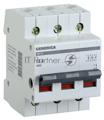 Выключатель нагрузки IEK MNV15-3-063 (мини-рубильник) ВН-32 3Р 63А GENERICA