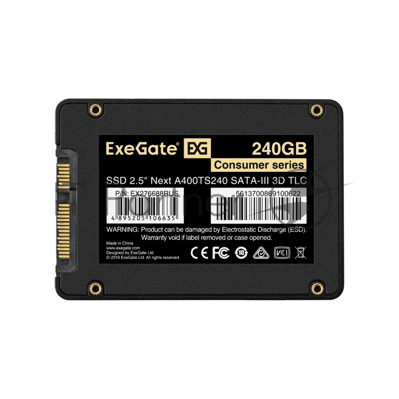 Накопитель SSD ExeGate Consumer A400TS240, 240Gb, 2.5", SATA III, R/W 550/400