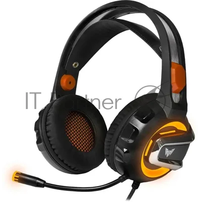 Гарнитура Crown CMGH-3003 чёрный/оранжевый, проводная, подсветка