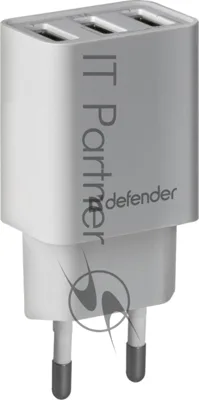 Сетевой адаптер Defender 3xUSB, 5V/3.1А , белый (UPA-31) (83587)