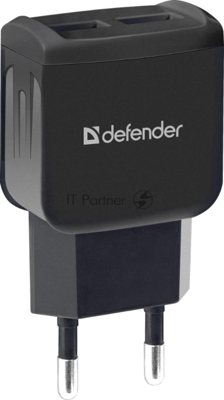 Сетевой адаптер Defender 2xUSB, 5V/2.1А, черный, пакет (EPA-13)