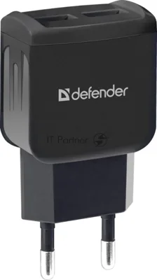Сетевой адаптер Defender 2xUSB, 5V/2.1А, черный, пакет (EPA-13)