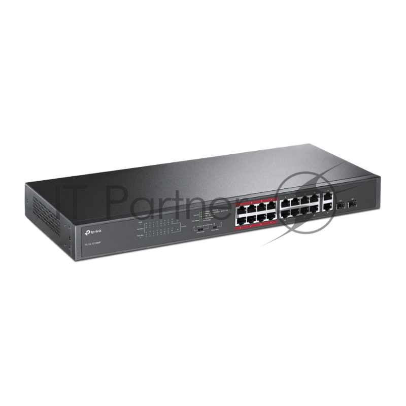 Коммутатор TP-LINK TL-SL1218MP Неуправляемый коммутатор PoE на 16 портов 10/100 Мбит/с и 2 гигабитных порта