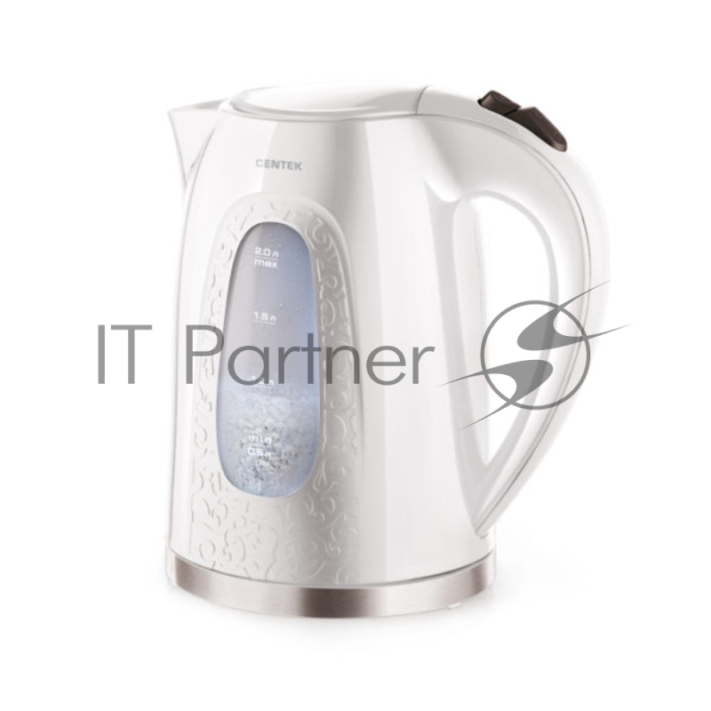 Чайник электрический Centek CT-0041 белый, 2.0 л, 2200 Вт, скрытый нагревательный элемент