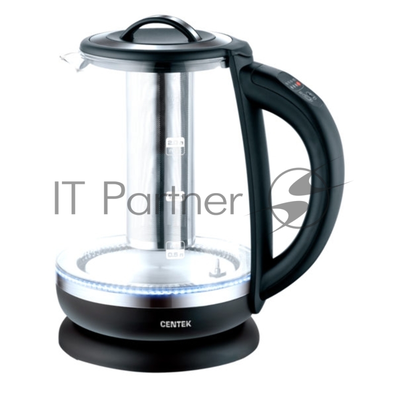 Чайник электрический Centek CT-0017 черный, 2 л, 2200 Вт, скрытый нагревательный элемент, поддержание температуры