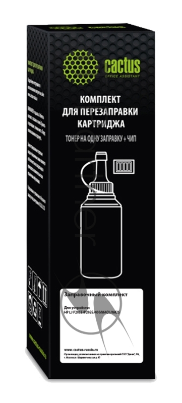 Тонер Cactus CS-RK-CE505A черный туба 120гр. с чипом для принтера HP LJ P2055/P2035/400/M401/M425