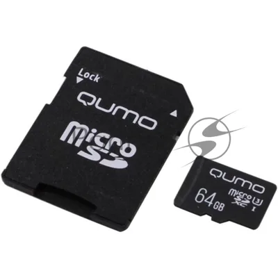 Флеш карта QUMO MicroSDXC 64Gb 90/45 МБ/с UHS-I U3, Pro seria 3.0, адаптер в комплекте SD, красная картонная упаковка