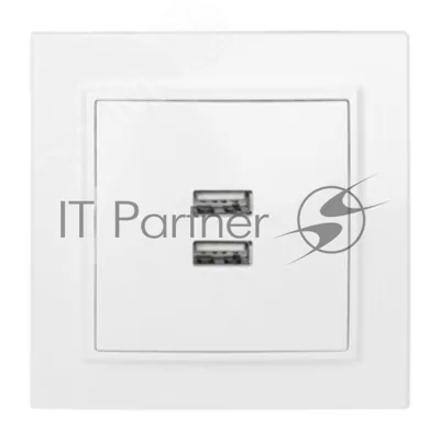 Розетка EKF ERR-2USB-100 Минск USB 2-местная СП 2,1А белая