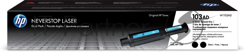 Заправочный комплект тонера 103AD HP Neverstop Laser 1000a/1000w/1200a/1200w, 2X2,5К W1103AD