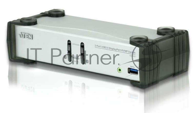 Переключатель, электрон., ATEN KVM+Audio+USB 3.0, 1 user USB+DP => 2 cpu USB+DP, со шнурами DP 2x1.5м.+USB 2х1.8м., 3840x2160 30Hz, настол., исп.стандарт.шнуры, без OSD, некаскад., (DisplayPort ver 1.1)