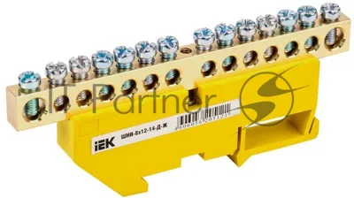 Шина PE "земля" Iek YNN10-812-14D-K05 на DIN-изол ШНИ-8х12-14-Д-Ж ИЭК