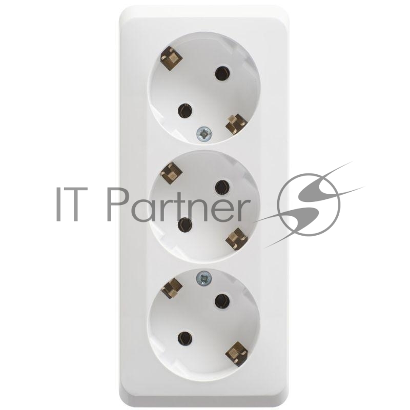 Тройная розетка Schneider Electric ЭТЮД O/У с заземлением без шторок 16А 250B, белый,