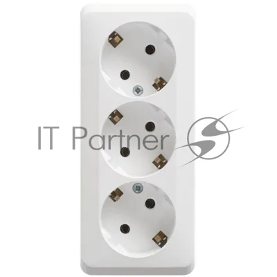 Тройная розетка Schneider Electric ЭТЮД O/У с заземлением без шторок 16А 250B, белый,