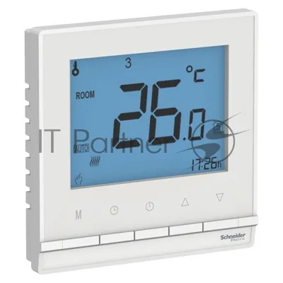 Термостат электрон.теплого пола с датч Schneider-electric ATN000138 ATLASDESIGN от + 5 до +35 °C, 16A,в сб., БЕЛЫЙ