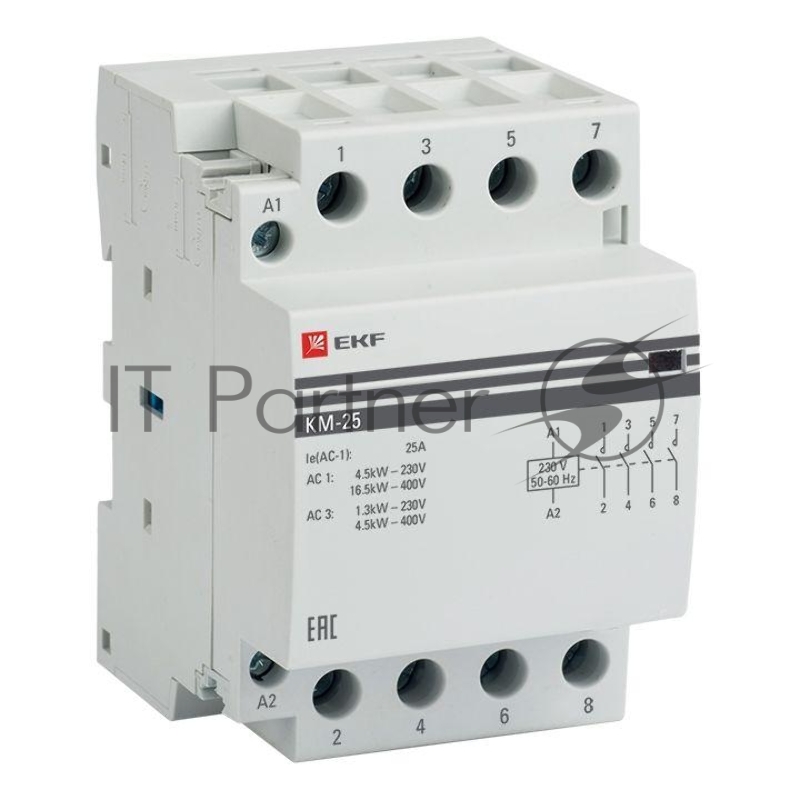 Контактор модульный EKF km-3-25-40 КМ 25А 4NO (3 мод.) PROxima