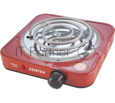 Плита настольная электрическая Centek CT-1508 красный, 1 кВт, ТЭН, конфорки - 1, эмаль, поворотные переключатели