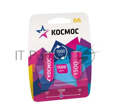 Аккумулятор Космос KOCR6NIMH(1500mA) R6 NiMn 1500мА·ч BP-2 (блист.2шт.) ЦЕНА ЗА 1 шт