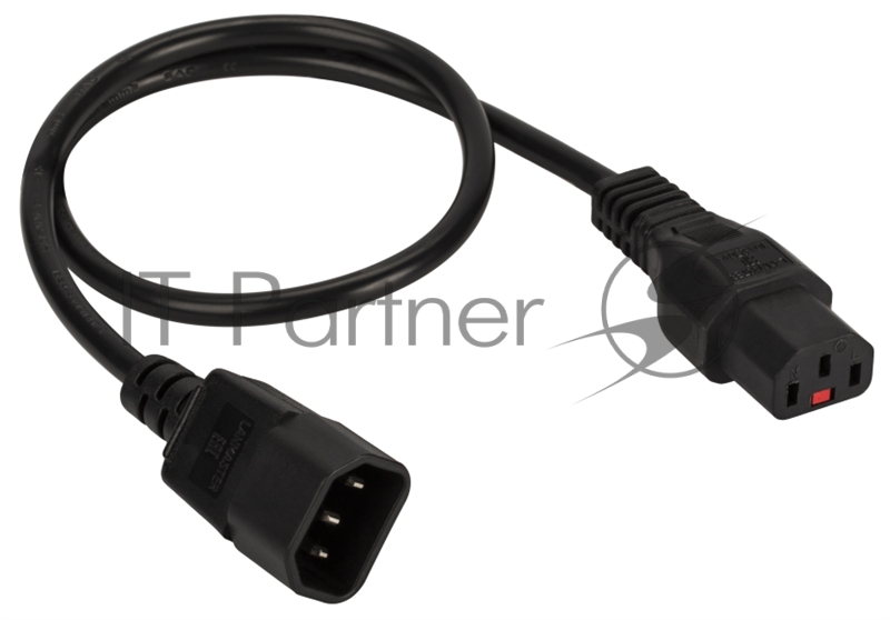 Шнур питания Lanmaster с блокировкой C13-C14, 3х0.75, 220В, 10А, черный, 3 метра