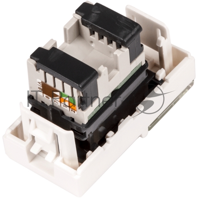 Вставка Mosaic 22.5x45, RJ-45 UTP, кат.5e, со шторкой и увеличенным окном маркировки, белая