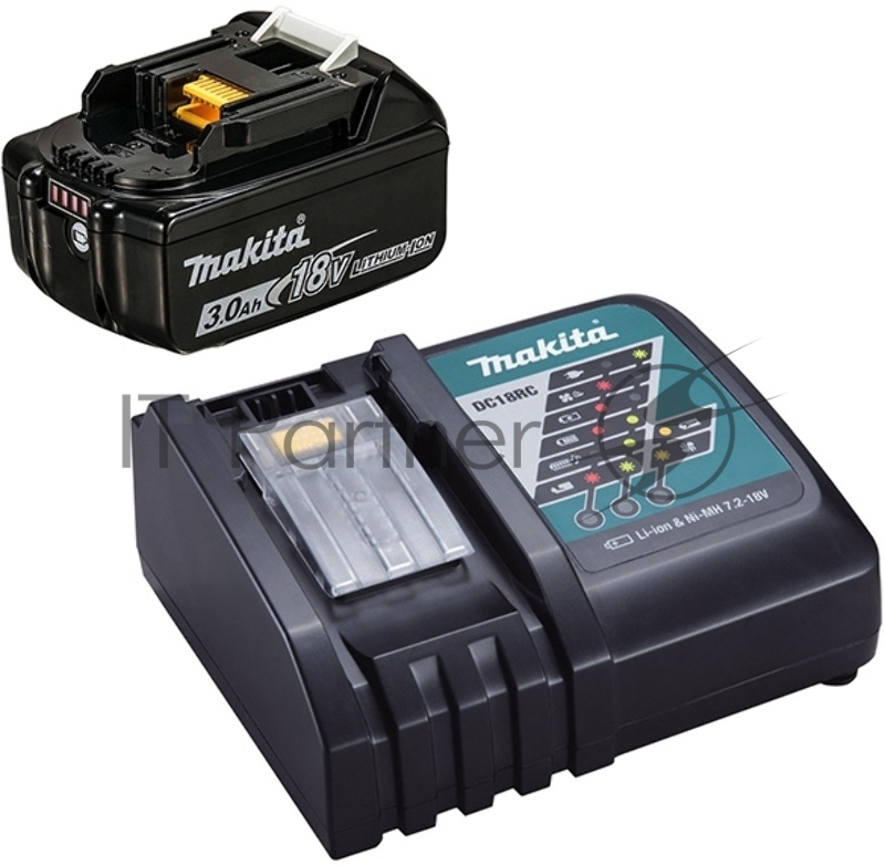 Аккумулятор Makita 191A25-2/+з\у, DC18RC-1шт(б\зар)+BL1830B-1шт,18В,3.0Ач,Li-ion,кор