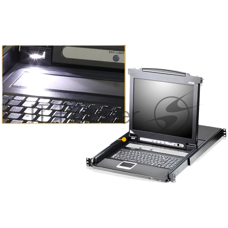 Переключатель-KVM 8-портовый IP с ЖК-дисплеем Slideaway/ATEN SINGLE RAIL 8P PS/2-USB LCDKVMP 17INCH WIH IP