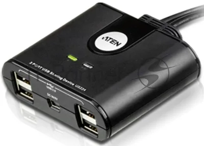 Переключатель, электрон., USB, 2 User > 2 устройства + клавиатура + мышь, 2 USB A-тип > 4 USB A-тип, Male > Female, со встроен. шнурами 2х1.2м., (USB 2.0) 2 PORT USB PERIPHERAL SWITCH.