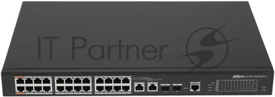 Коммутатор Dahua DH-PFS4226-24ET-240, 24×100 Мбит/с PoE + 2×1 Гбит/с Combo, управляемый