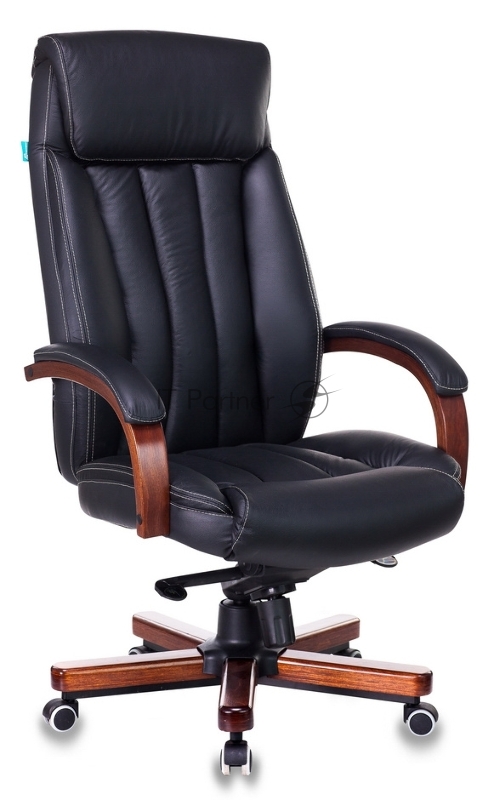Кресло Бюрократ T-9922WALNUT/BLACK черный, кожа