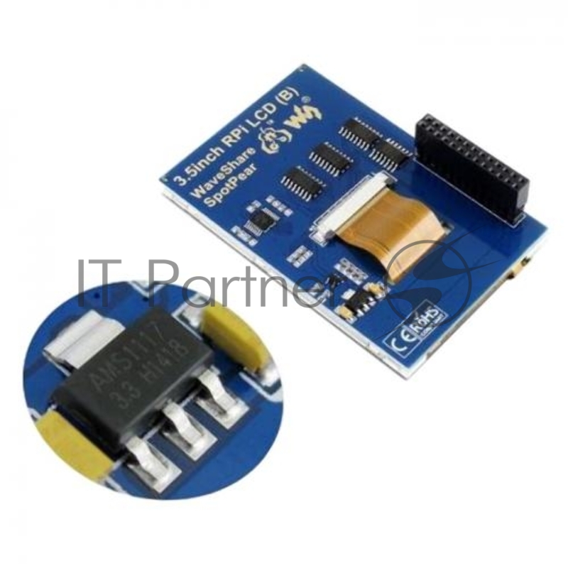 Монитор Waveshare 3.5 inch resistive touchscreen LCD screen (IPS), питание по USB, для Raspberry Pi 3 RA332