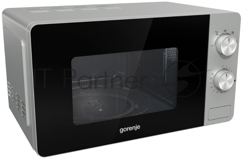 Микроволновая печь Gorenje MO20E1S серебристый, 20 л, 800 Вт, переключатели - поворотный механизм