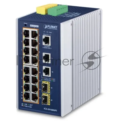 Коммутатор PLANET IGS-20160HPT, 16×1 Гбит/с PoE + 2×1 Гбит/с + 2×2.5 Гбит/с SFP, управляемый