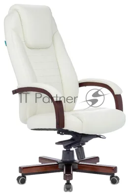 Кресло руководителя Бюрократ T-9923WALNUT/IVORY слоновая кость кожа крестовина дерево