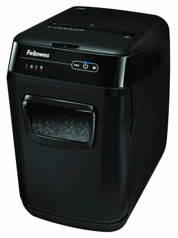 Шредер Fellowes AutoMax 150C FS-46801(01/02)* (секр.P-4)/фрагменты 4x38 мм,/150лист./32лтр./Уничт:скрепки, скобы, пл.карты,CD диски