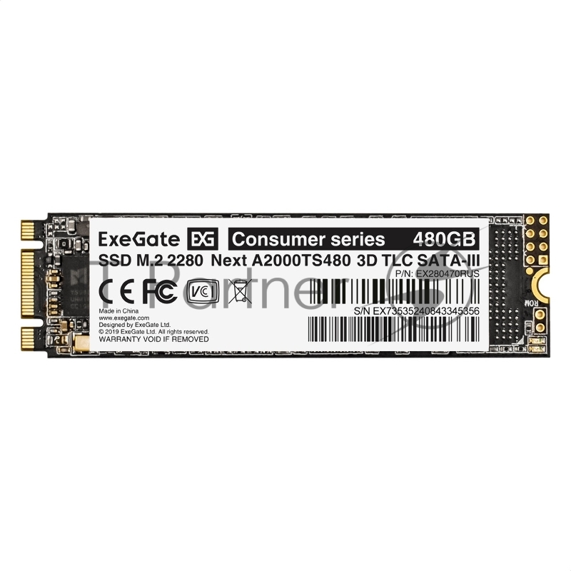 Накопитель SSD ExeGate Next A2000TS480, 480Gb, M.2 2280, SATA III, R/W 563/497