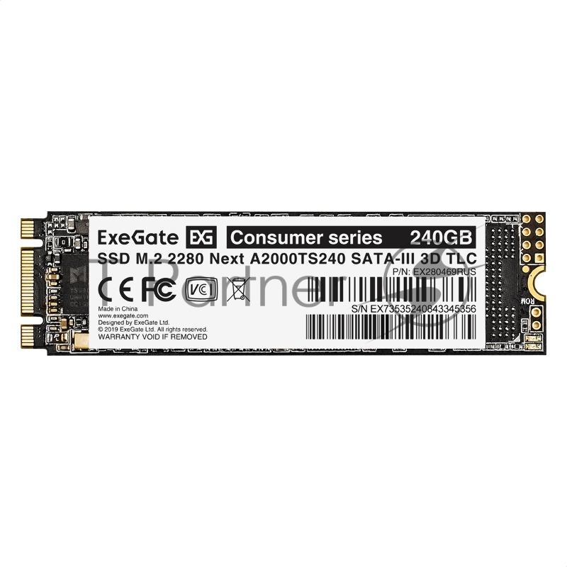 Накопитель SSD ExeGate Next A2000TS240, 240Gb, SATA III, M.2 2280, R/W 558/490