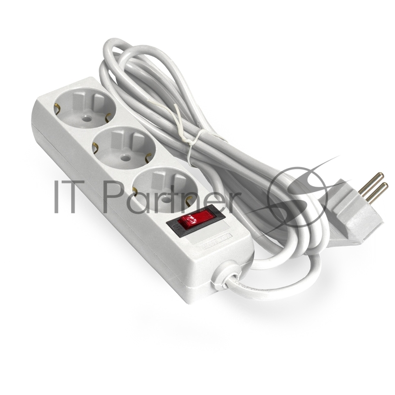 Удлинитель ExeGate EC-3-5W EX279353RUS белый, 5 м, евровилка, 3 розетки, 2200 Вт