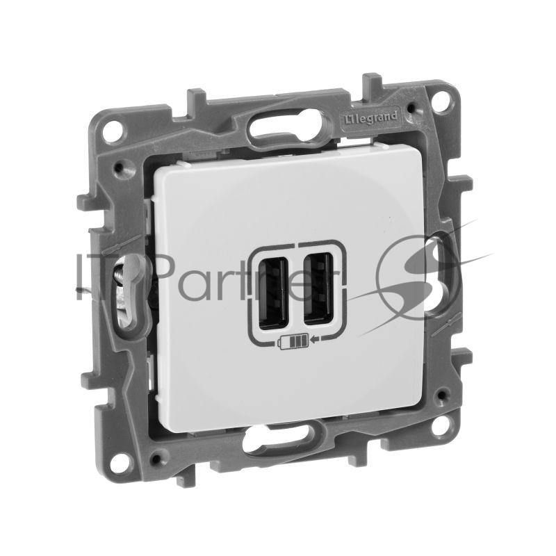 Зарядное устройство с двумя USB-разьемами 240В/5В 2400мА, Etika, белый Зарядное устройство с двумя USB-разьемами 240В/5В 2400мА, Etika, белый