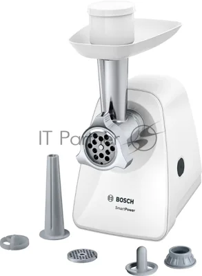 Мясорубка электрическая Bosch MFW2520W белый, 1500 Вт, 1.7 кг/мин, насадки - 4