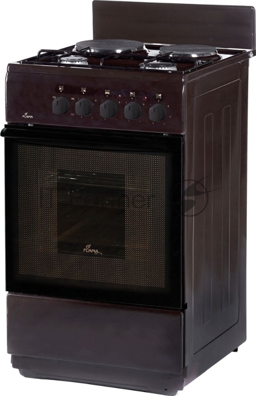 Плита комбинированная Flama RK 2201 B коричневый, конфорок 4 шт, духовка 50 л, 50 см x 85 см x 60 см