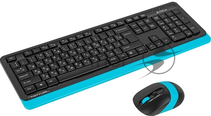 Комплект клавиатура+мышь A4Tech FStyler FG1010 беспроводной, USB, 2000 DPI, чёрный/синий