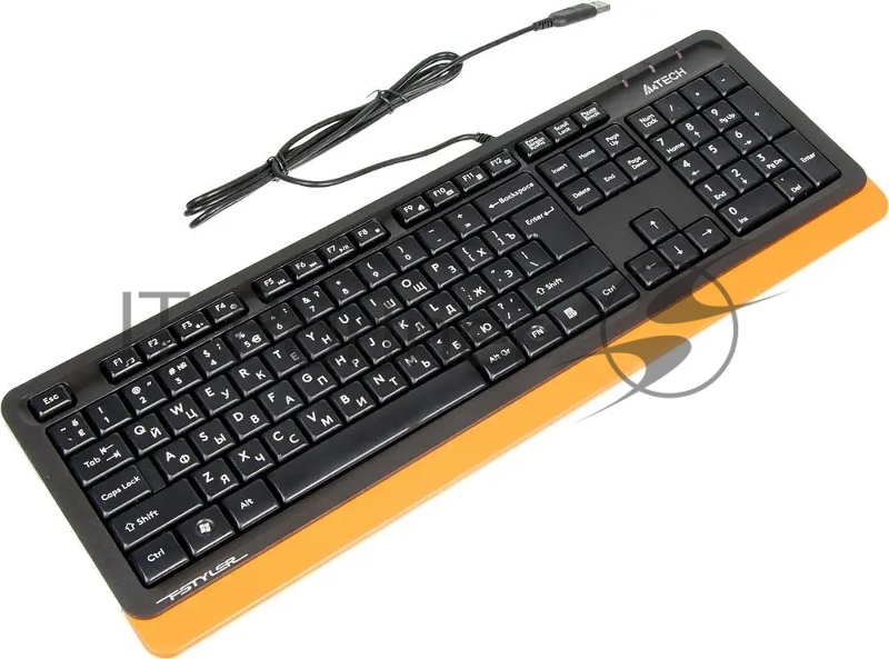 Клавиатура проводная A4Tech Fstyler FK10, USB, черный/оранжевый
