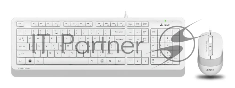 Комплект клавиатура+мышь A4Tech FStyler F1010 проводной, USB, 1600 DPI, белый/серый